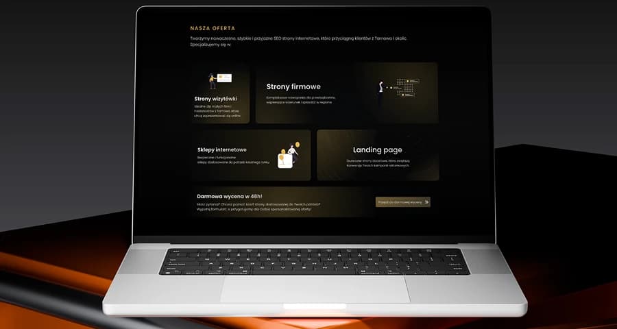 Zdjęcie laptopa z ofertą dla projektowania stron internetowych